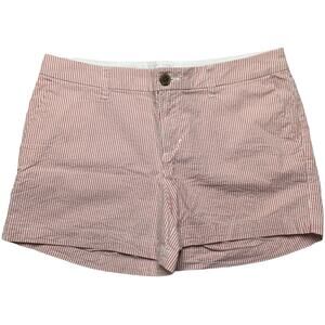 Old‎ Navy Everyday Shorts Red Seersucker Stripe Women's 6 Casual Cotton Blend
